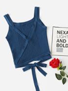 Romwe Criss Cross Tie Detail Knit Cami Top