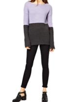 Romwe Color Block Purple Jumper