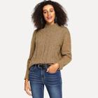Romwe Mock-neck Cable Knit Sweater