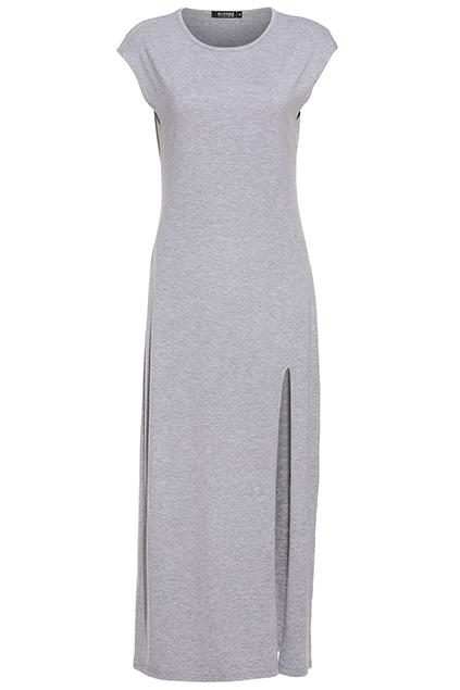 Romwe Gray Furcal Maxi Dress