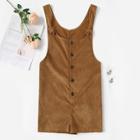 Romwe Button Detail Pinafore Corduroy Jumpsuit