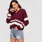 Romwe Color Block Hoodie Jumper