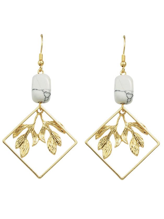 Romwe New Design Gold Turquoise Geometric Big Dangle Earrings