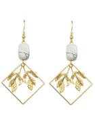 Romwe New Design Gold Turquoise Geometric Big Dangle Earrings