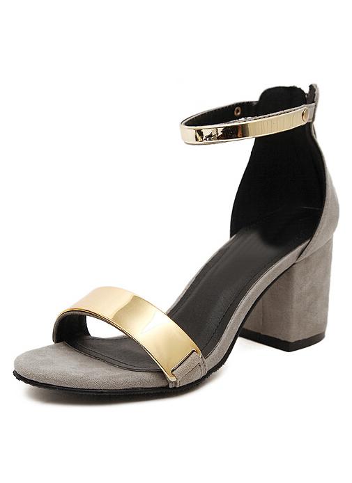 Romwe Grey Slingbacks Metallic High Heeled Sandals