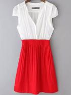 Romwe V Neck Color-block Dress
