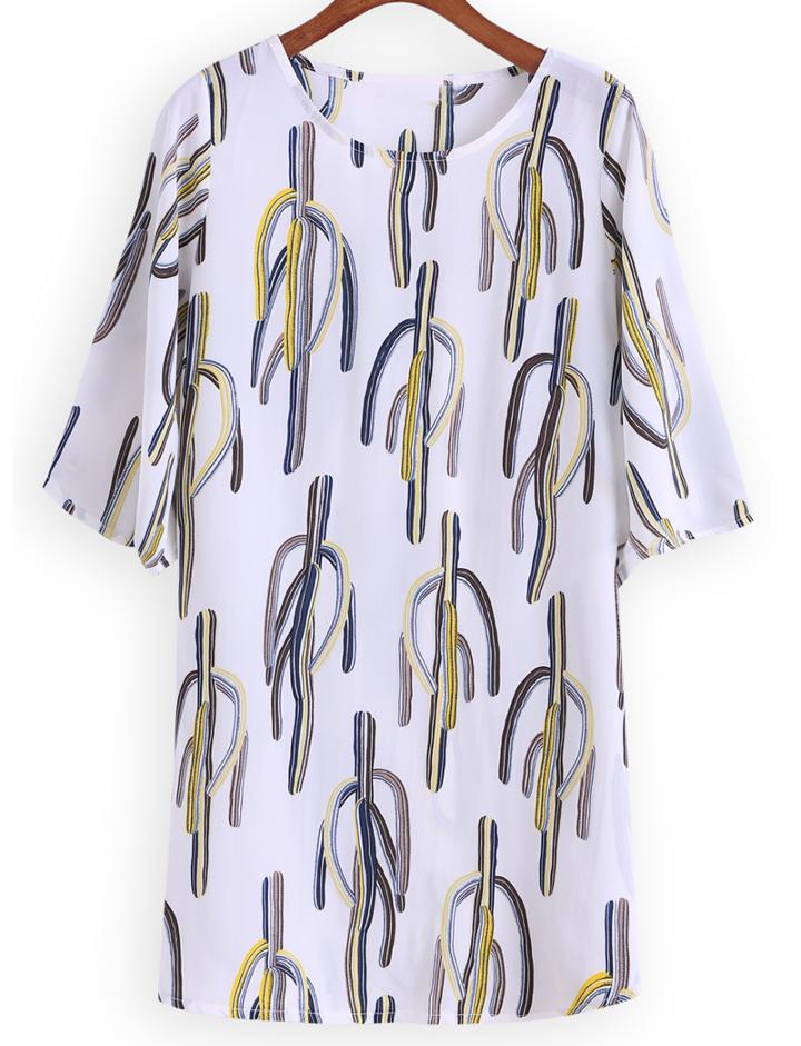 Romwe Cactus Print Shift Dress