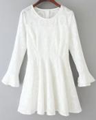 Romwe Flouncing Lace White Dress