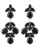 Romwe Black Gemstone Silver Dangle Earrings
