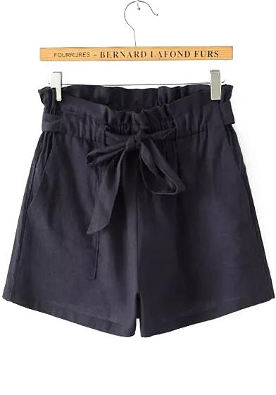 Romwe Drawstring With Pockets Navy Shorts