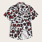 Romwe Guys Leopard Single Breasted Shirt