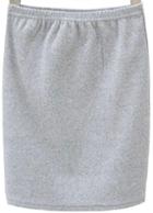 Romwe Elastic Waist Bodycon Pale Grey Skirt