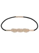Romwe Black Metallic Leaves Shape Sequin Minimalist Thin Belts