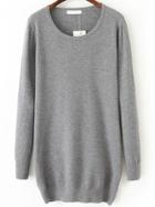 Romwe Women Long Sleeve Grey Sweater