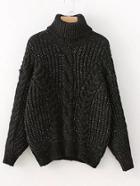 Romwe Cable Knit Turtleneck Sweater