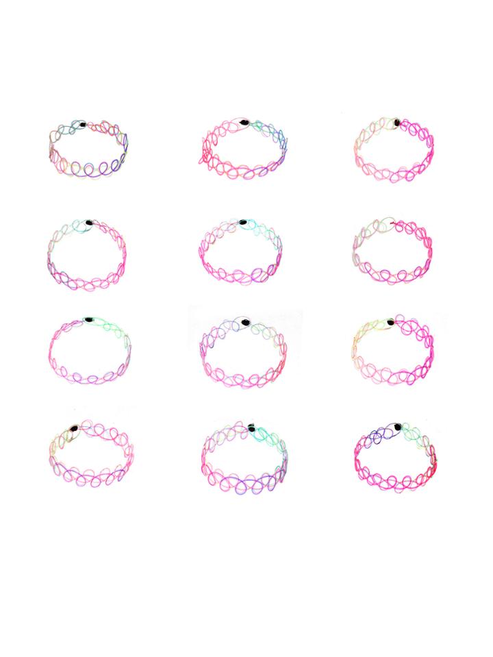 Romwe Multicolor Hollow Out Bracelet Set