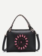 Romwe Rockstud Decorated Cut Out Detail Crossbody Bag