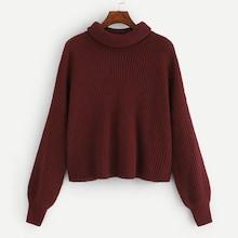 Romwe Plus Solid Rib-knit Sweater