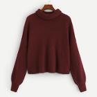 Romwe Plus Solid Rib-knit Sweater