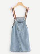 Romwe Pocket Front Denim Overall Dress