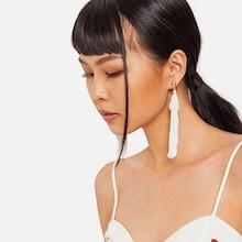 Romwe Plain Beaded Tassel Drop Earrings