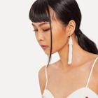Romwe Plain Beaded Tassel Drop Earrings
