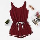 Romwe Drawstring Ringer Jumpsuits