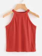 Romwe Ribbed Halter Top