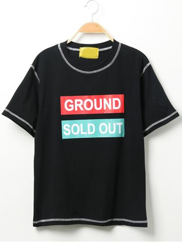 Romwe Letter Print Striped Trim T-shirt
