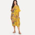 Romwe Floral Print Hidden Pocket Dress