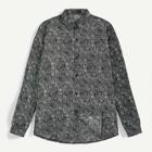 Romwe Men Floral Print Button Cuff Shirt
