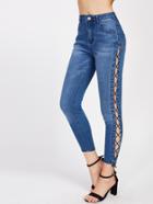 Romwe Grommet Lace Up Side Jeans