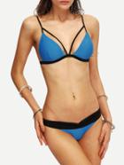 Romwe Strappy Contrast Bikini Set