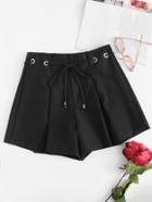 Romwe Self Tie Waist Ring Detail Shorts