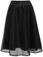 Romwe Elastic Waist Hollow Out A-line Skirt
