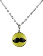 Romwe Yellow Moustache Ball Silver Chain Necklace