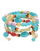 Romwe Multilayers Elastic Blue Beads Bracelet For Women