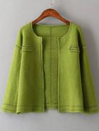 Romwe Long Sleeve Knit Dark Green Coat