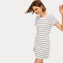 Romwe Striped Round Neck Dress