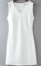 Romwe V Neck White Dress