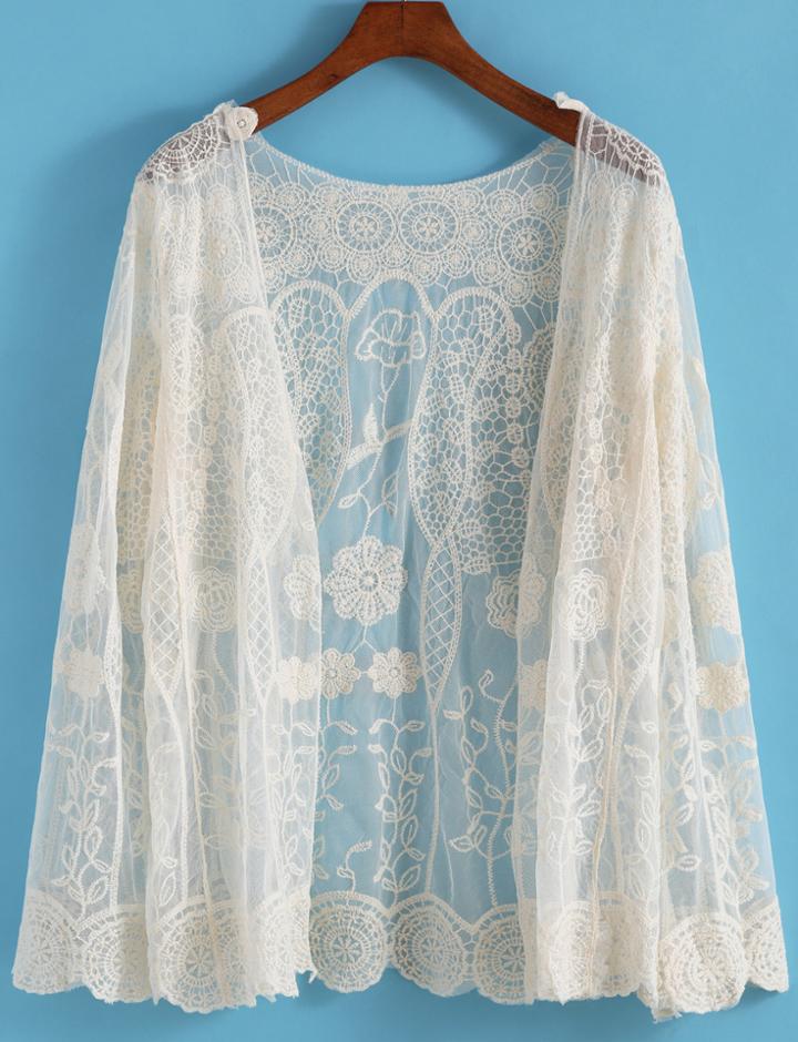 Romwe Florals Crochet Mesh Top