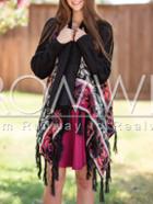 Romwe Multicolor Long Sleeve Geometric Print Tassel Sweater