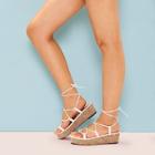 Romwe Lace-up Strappy Wedge Sandals