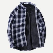 Romwe Men Velvet Lined Plaid Shirt