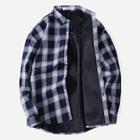 Romwe Men Velvet Lined Plaid Shirt