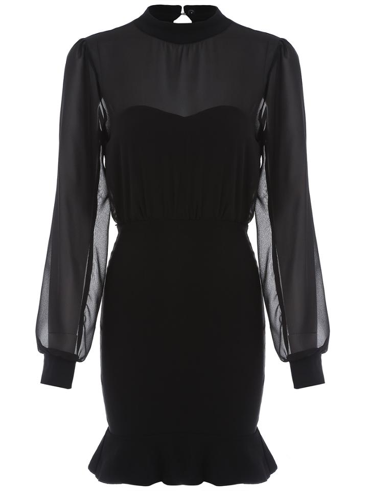 Romwe Ruffle Hem Cut Out Dress