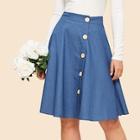 Romwe Button Up Circle Skirt