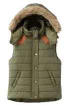 Romwe Detachable Hoodied Army Green Vest