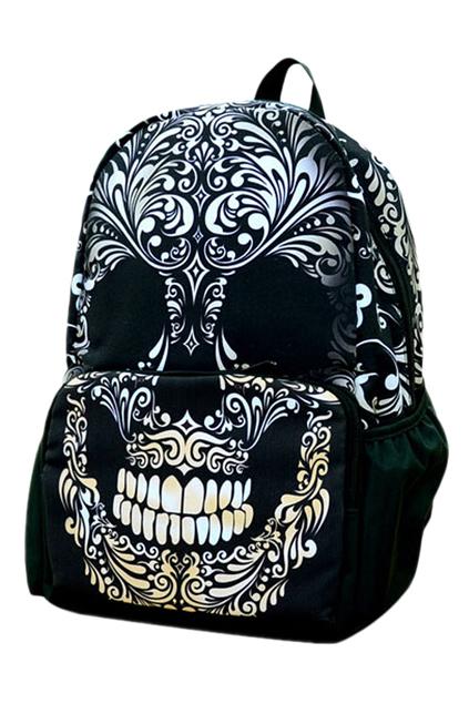 Romwe Cool Skull Print Backpack