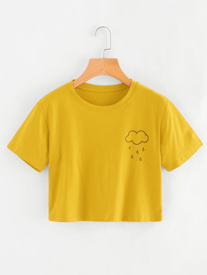 Romwe Rainy Print Tee